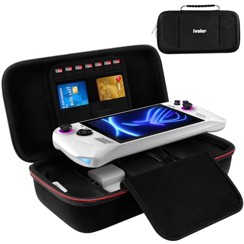 ivoler Funda Compatible con ROG Ally X / ASUS ROG Ally Gaming Handheld 7 Pulgadas 2023, Estuche Dura de Transporte, Carcasa Rígida de Viaje para Consola (Negro)