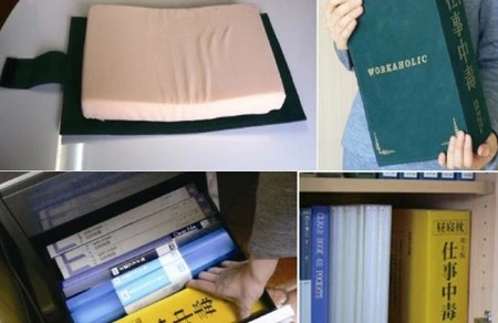 Una almohada de escritorio camuflada entre tus libros