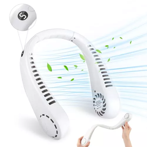 VFANDV Ventilador de Cuello, 3000mAh USB Ventilador Recargable 