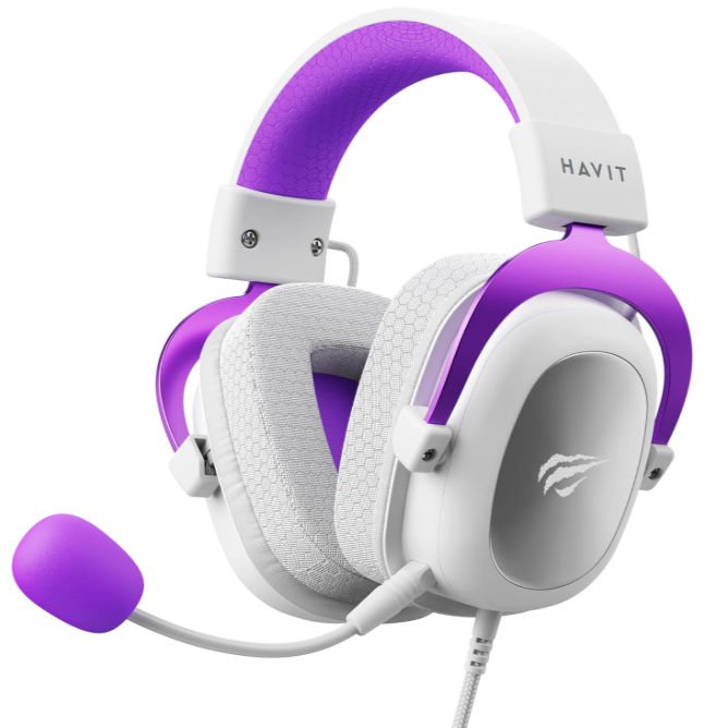 Havit Headphone Fone de Ouvido H2002d Purple, Gamer, com Microfone, Falante 53mm, Plug 3, 5mm