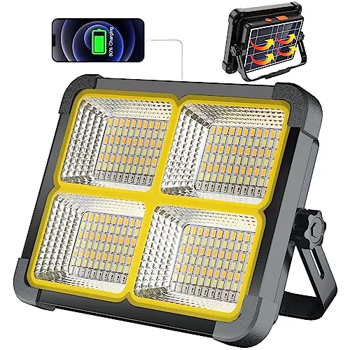 MASMEJOR Foco LED Recargable Solar, 10000LM, 12000mAh, 4 Modos de Luz