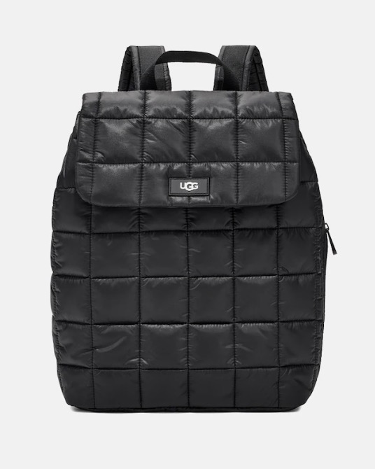 Mochila acolchada Adaya de nylon en negro con solapa