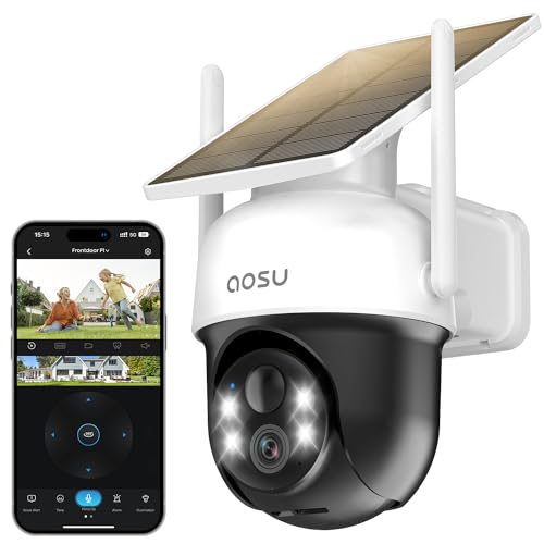 AOSU Cámara de Vigilancia WiFi Exterior Solar 3MP 2K