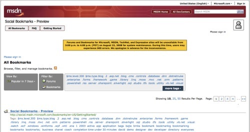 Microsoft Social Bookmarks