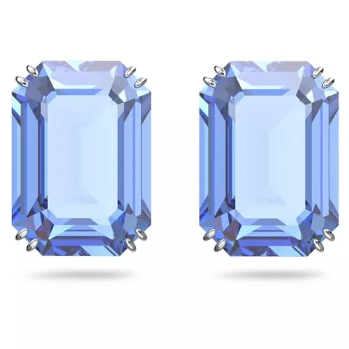 Swarovski Pendientes Millenia para Mujer, con Baño de Rodio, Cristal Azul, Colección Millenia de Swarovski