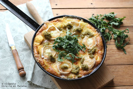 Frittata con queso de cabra y pesto. Receta