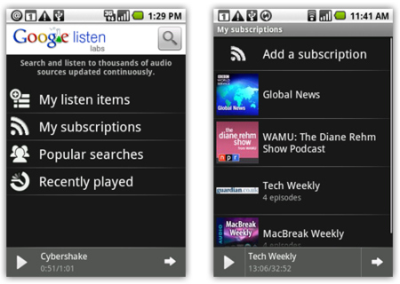 Google Listen se aprovecha de Google Reader para las actualizaciones