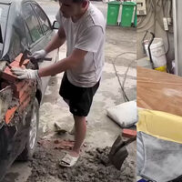 "Tengo un primo que te lo arregla barato", versión china: el mecánico que te repara el coche con ladrillos, azulejos y cemento