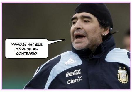 Maradona no pudo regatear a su perra y ésta le mordió