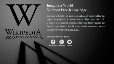 Wikipedia y Reddit se "apagan" hoy para protestar por la Ley SOPA