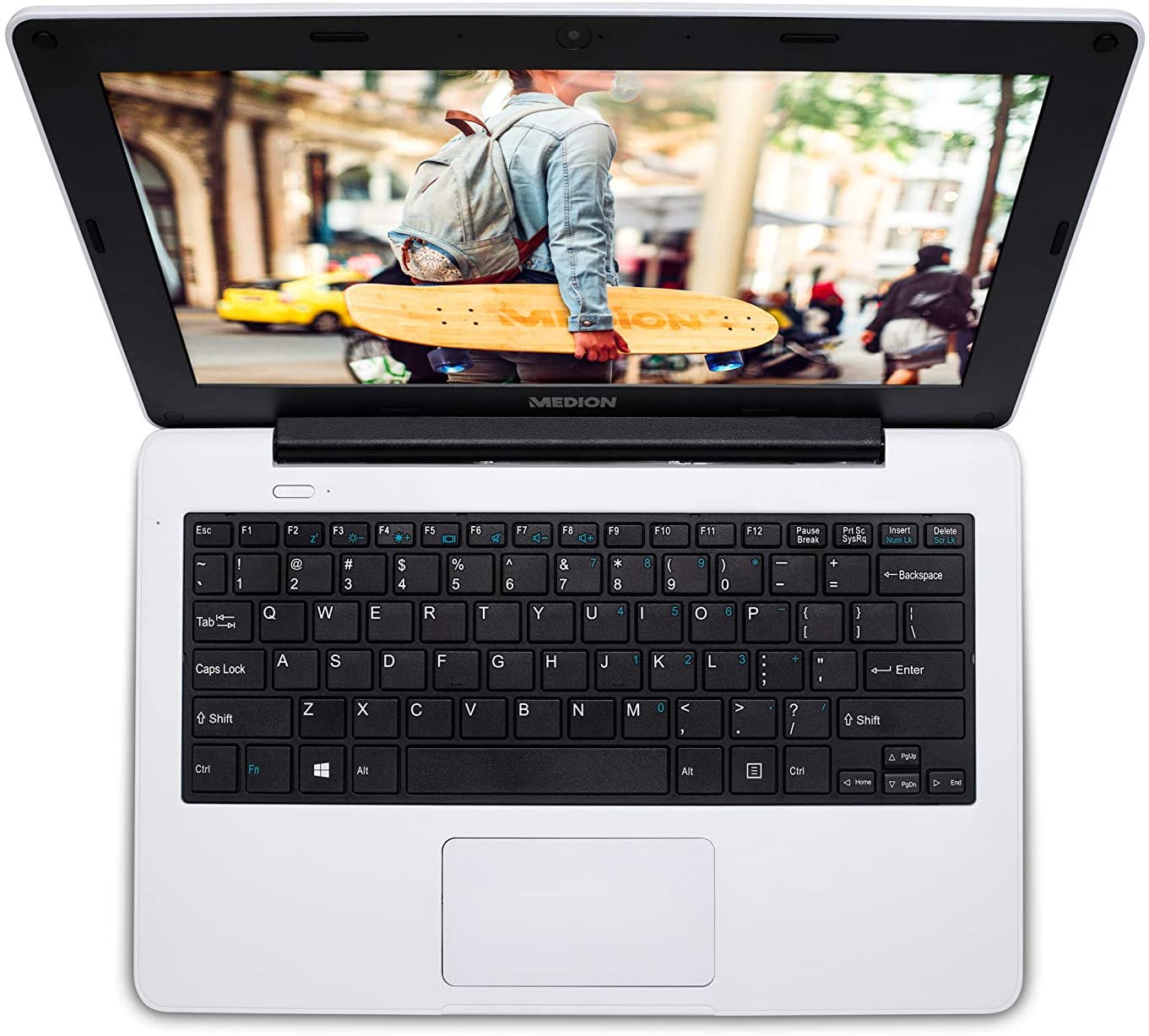 MEDION Notebook Education E11201 - Ordenador portátil de 11,6 HD (Intel Celeron N3450, 4GB de RAM, 64GB eMMC, Intel HD Graphics, Windows 10 Pro Academic) Color Blanco - Teclado Qwerty Español