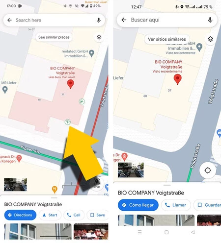 左側の入力アイコン (Android Police からの画像) と、まだ表示されていないモバイル上の同じサイト