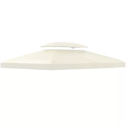Outsunny Techo de Repuesto para Cenador 4x3 m Cubierta de Repuesto con Techo Doble 10 Orificios de Drenaje y Protección UV Toldo de Recambio para Pabellón Gazebo Crema