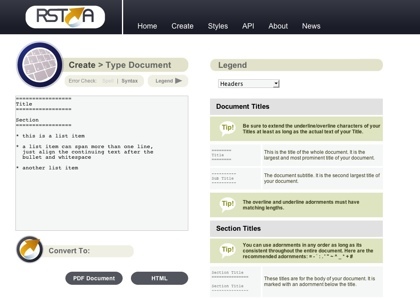 Rst2a, creando sencillos textos planos exportables a PDF y HTML