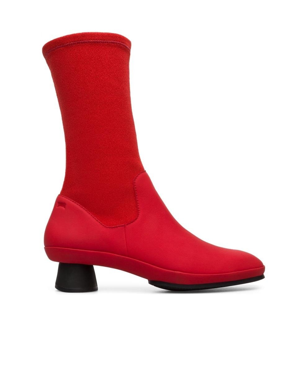 Botas de mujer Camper en rojo con tacón en contraste