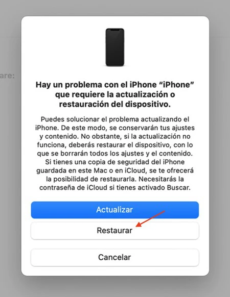 restaurar iphone mac