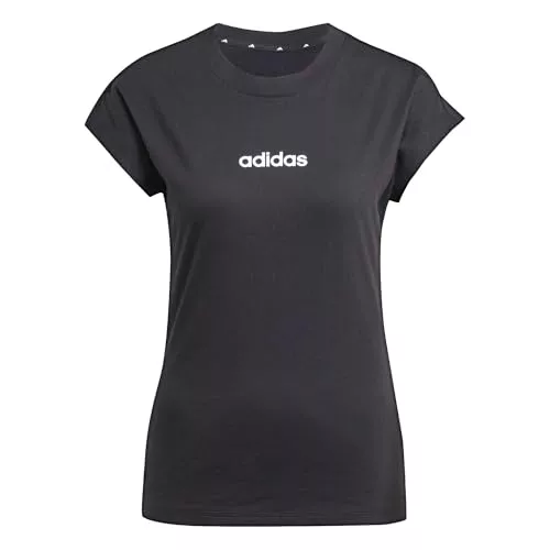 adidas Mujer Essentials Linear Cotton Shirt, Black/White, M