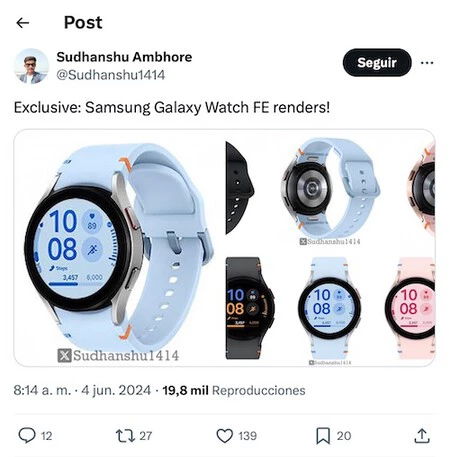 独占: Samsung Galaxy Watch FE のレンダリング!