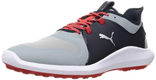 PUMA Ignite FASTEN8, Zapatos de Golf Hombre, Multicolor (Quarry Silver-Navy Blazer), 41 EU