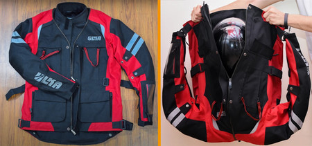 Esta chaqueta de moto se convierte en mochila para que puedas llevar el casco, los guantes y mucho más