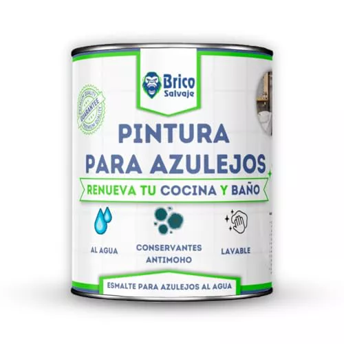BRICOSALVAJE Pintura para Azulejos Cocina y Baño al Agua MATE | Sin Imprimación | Lavable | Gran dureza (Blanco Alpino, 750 ML)
