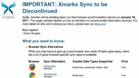 Xmarks dejará de funcionar en enero de 2011