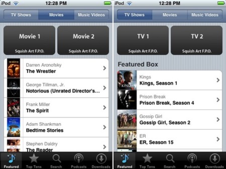 Imágenes de la interfaz para comprar películas y series desde el iPhone