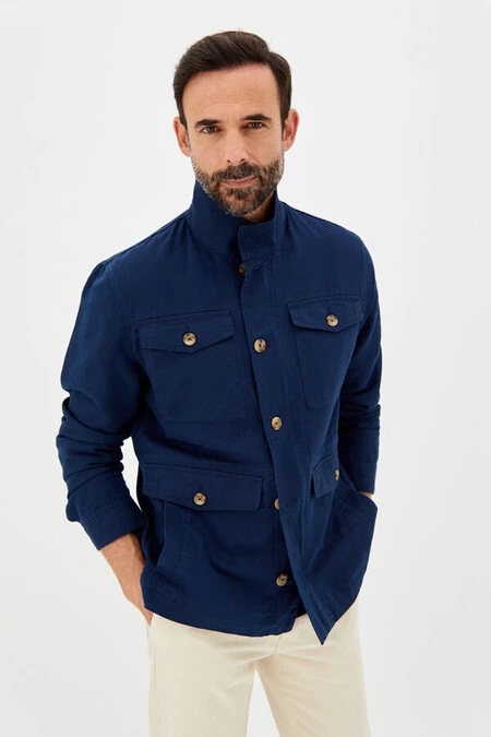 Chaqueta alg/lino 4 bolsillos