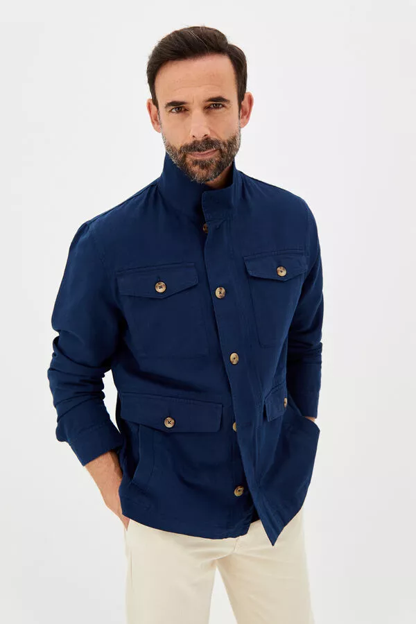Chaqueta alg/lino 4 bolsillos