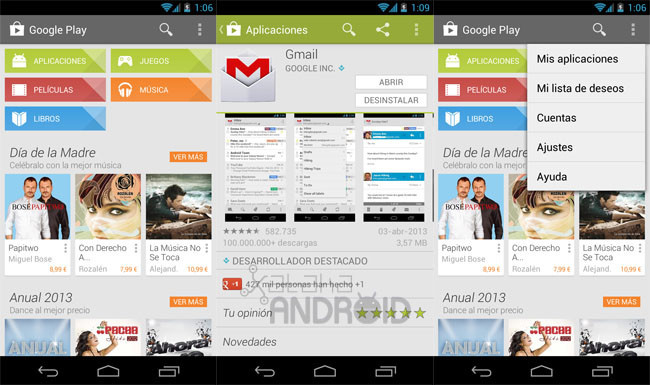 Google Play Store se actualiza a la versión 4.1.6 para mejorar la interfaz