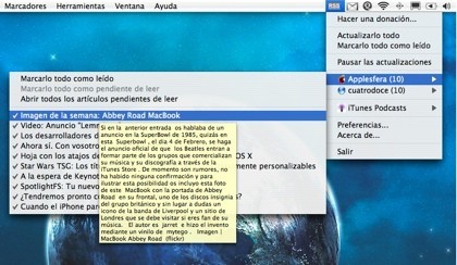 RSS Menu: Al tanto de tus feeds desde la barra de menús