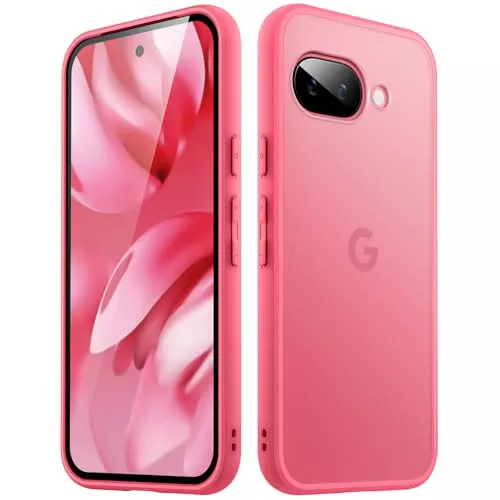 JETech Funda Mate para Google Pixel 9a 6,3 Pulgadas 2025, Carcasa Protectora Slim Respaldo Translúcida Esmerilada, Antihuellas (Rosa Peonía)