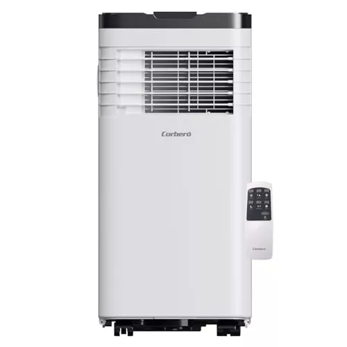 Corberó - Aire Acondicionado Portátil 3 en 1 con Mando | CPC07 | 7000 BTU - 2000 frigorías | Cobertura 10-16 m² | 16-31°C | Refrigeración | Deshumidificación | Ventilación | Temporizador