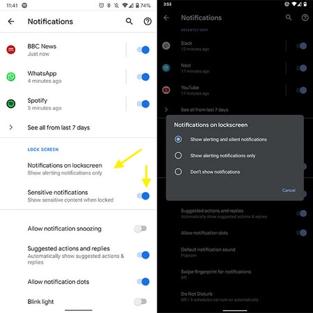 新しい Android Q オプション