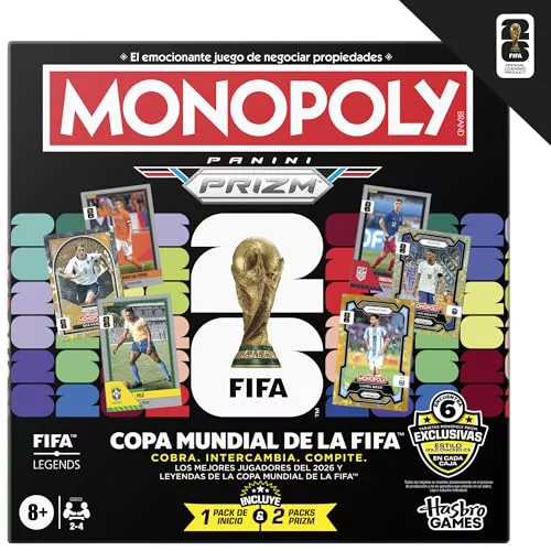 Juego Monopoly Panini Prizm: Copa Mundial de la FIFA I Juego de Mesa con Tema de fútbol