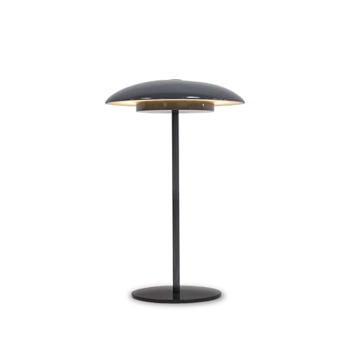 newgarden - Lámpara de Mesa Portátil SARDINIA. Luz LED Cálida 400 Lúmenes Sin Cables. Con Batería Recargable Hasta 20H de Uso (Antracita, 30 cm)