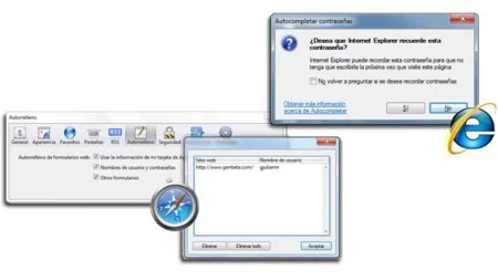 Los gestores integrados de Safari e Internet Explorer