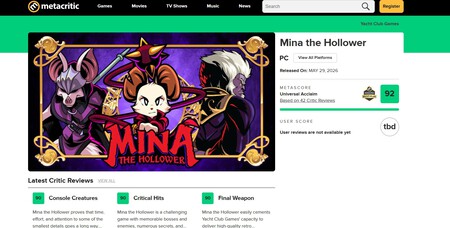 Mina Mejor Juego 2026 Metacritic