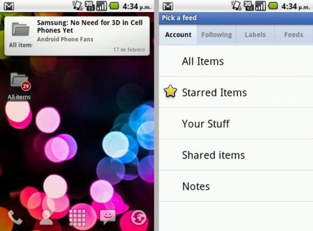 Widgets de Reader para Android