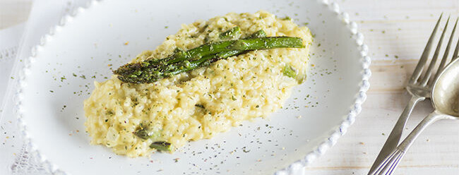 Risotto de espárragos y queso de cabra. Receta de cocina fácil, sencilla y  deliciosa