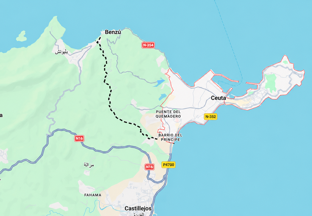 La frontera de Ceuta y Melilla en Google Maps lleva años siendo una línea de puntos. Ahora Bruselas decidirá si incumple la DSA