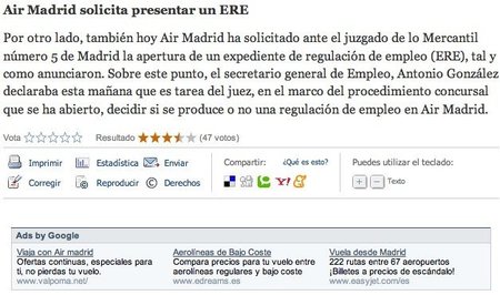 Air Madrid sigue volando en Google Ad Sense