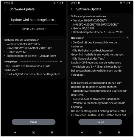Actualizacion Note 9