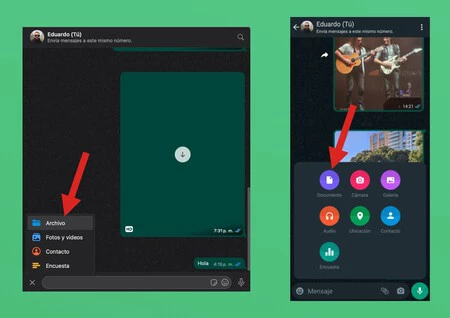 左: WhatsApp デスクトップ アプリケーション。右: Android 上の WhatsApp。