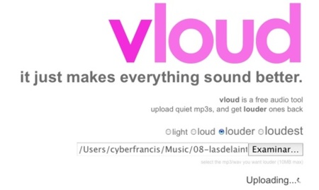 Vloud, sube online el volumen de tus archivos de audio