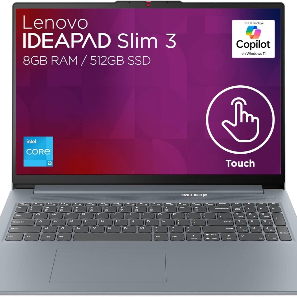 Lenovo Laptop + Mochila | IdeaPad Slim 3 | 15.6" FHD Touchscreen Intel Core i3 (13va Gen) 8GB RAM 512GB SSD