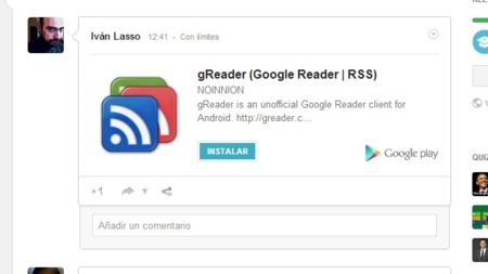 Las aplicaciones de Android compartidas en Google+ incluyen ahora un botón para instalarlas