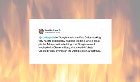 Trump ataca a Google, apoyando la idea de que quieren "asegurarse de que pierda en 2020"