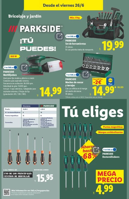 Folleto Lidl Set Destornilladores Parkside