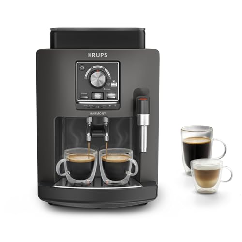 KRUPS Harmony, Cafetera Superautomática, 4 Bebidas, Espumador Leche, Carbón
